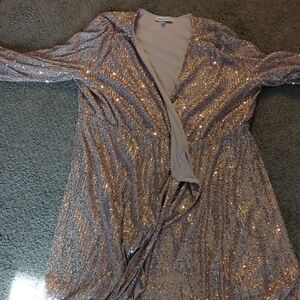 Gibson Latimer Silver Sequin Midi Dress